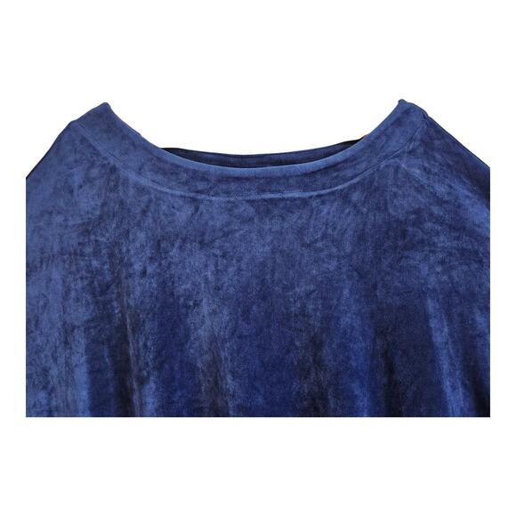 WOMAN WITHIN Women's Plus 26 28 Velvet Tunic Top Blue 3/4 Wide Sleeve Soft 56" - Picture 2 of 7